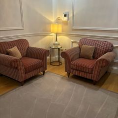 2 elegant fabric armchairs