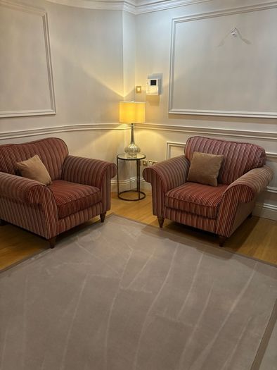 2 elegant fabric armchairs