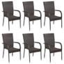 7 Piece Garden Dining Set Poly Rattan Brown Image 5