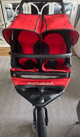 Out and about double with 2xfoot muffs, new rain cover and shopping basket (removable)