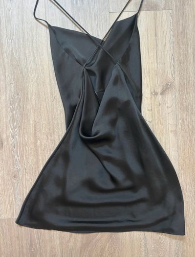 Zara black satin mini dress S