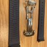 Omega style blue rubber strap with folding clasp. Replacement Watch Band Image 8