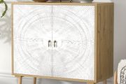 Accent Cabinet with 2 Doors Carved Storage Cabinet with Adjustable Shelf
