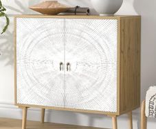 Accent Cabinet with 2 Doors Carved Storage Cabinet with Adjustable Shelf