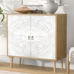Accent Cabinet with 2 Doors Carved Storage Cabinet with Adjustable Shelf