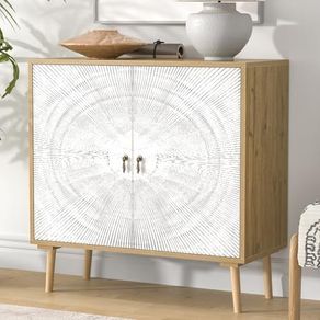 Accent Cabinet with 2 Doors Carved Storage Cabinet with Adjustable Shelf
