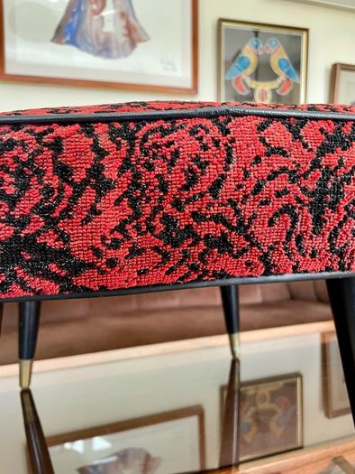 Vintage Rare Mid Century Sherborne Style Footstool with Atomic Legs 1960s