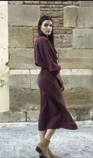 Zara belted shirt dress, maroon, S