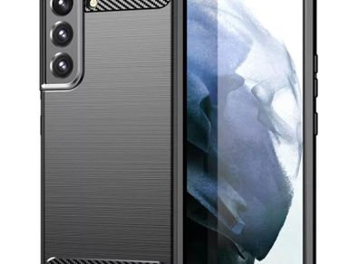 Black Case For Samsung GALAXY S22 Carbon Fibre Effect Back Shockproof Cover