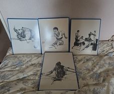 4 Sport Prints 40x50cm French 1980's