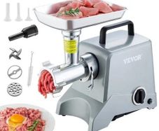 Electric Meat Grinder, 5 Lb/Min Capacity, 575W 800W MAX) Industrial Meat Mincer with Blade, Grinding Plate, Sausage Stuffing Blade and 3 Tubes, Aluminum Commercial Meat Grinder