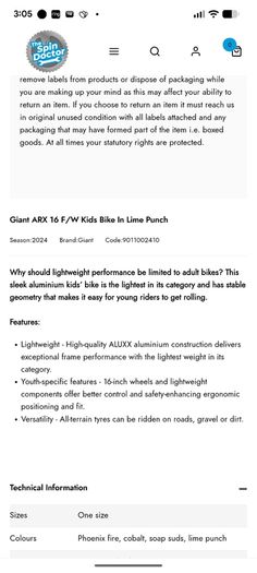 giant arx 16 kids bicycle