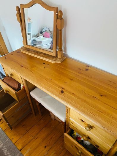 Solid pine, metal runners on desk/dressing table