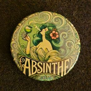 Absinthe, pin back button badge.