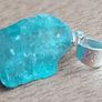 3.5 ct Blue Apatite Crystal on 925 Silver bail Image 2