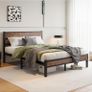 King Size Bed Frame with Wooden Headboard 11 Under-Bed Storage for Master Bedroom, Couples, Heavy Duty Metal Frame 800 lbs, Noise-Free, No Box Spring Needed, Easy Assembly , Black Brown Oak Image 7