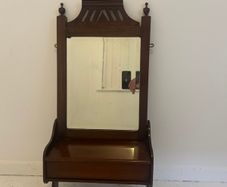 Antique Edwardian Valet Mirror | Space-Saving Vintage Hall Storage