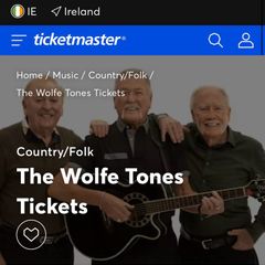 2 Seated Wolfe Tone Tickets Sat 26 July 3 Arena