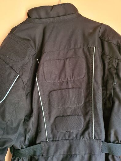 Mens motorbike waterproof Cordura jacket coat with shoulder and elbow pads armour Size medium black heavy biker motorcycle