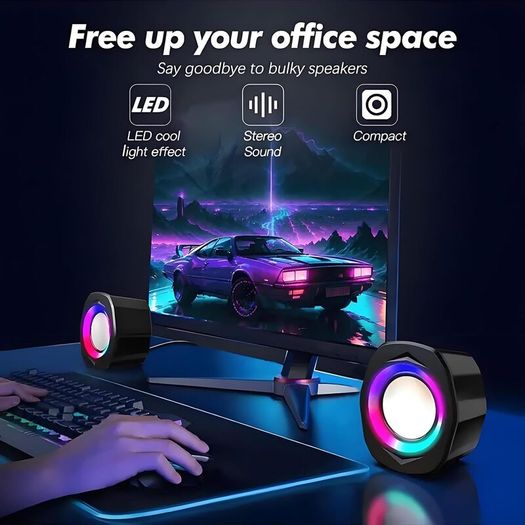 USB Wired Computer Speakers for Desktop PC  2.0 Wired Speaker for Monitor, Powered PC Speakers with 3.5mm JackBlack