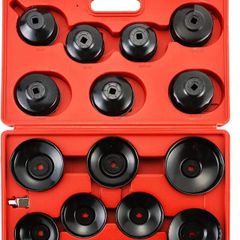 15PCS Oil Filter Cap Type Socket Wrench Universal Tool Set with 3/8 Inch Drive Oil Filter Cap Remover and Installer Tool Set