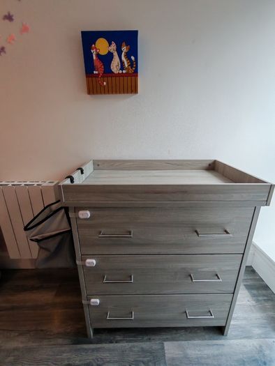 Baby Cot Bed, Toddler Bed and Changing Unit Bundle - Grey Wash - Excellent Condition