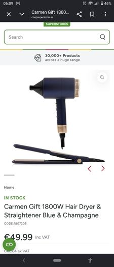 Carmen hairdryer and straightener set
