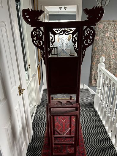 Antique Chinese Red Lacquer Wash Basin Stand