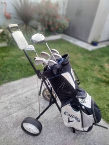 Golf clubs, bag & trolley