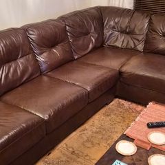 Leather L shaped couch