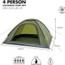 4 Man Camping Tent - 3 to 4 Person Dome Tent Lightweight, Waterproof Family tent, Compact, Quick Setup. Outdoors, Backpacking Image 6