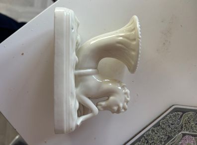 Belleek porcelain seahorse cornucopia vase
