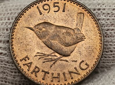 Great Britain 1951 1/4d Farthing Beautiful Uncirculated Red