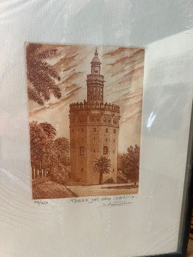 Sepia print, Torre del Oro, Sevilla, artist Sebastian