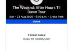 Weeknd Vip Package Ticket 23rd august