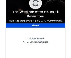 Weeknd Vip Package Ticket 23rd august