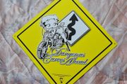 Vintage 2005 betty boop dangerous curves ahead metal sign 42x42 yellow in excellent condition