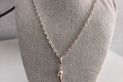 Antique Silver Plated Italian Horn Necklace