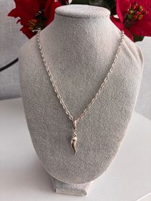 Antique Silver Plated Italian Horn Necklace