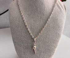 Antique Silver Plated Italian Horn Necklace