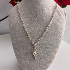 Antique Silver Plated Italian Horn Necklace