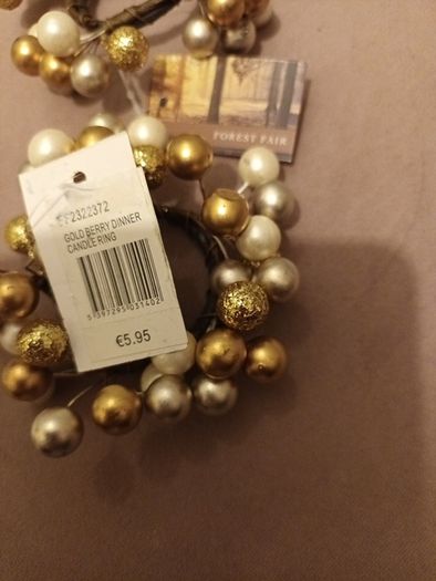 2 x Gold Berry christmas candle ring