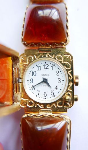Vintage womens amber cocktail watch. Russian Watch Ladies CHAIKA