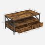 Coffee table, living room table, coffee table, for living room, with drawers, X-shaped struts, open compartment, industrial design, vintage brown-black Image 3