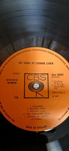 The Songs Of Leonard Cohen - LP - CBS Records - 1967