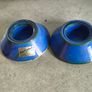 Vintage set of 2 blue glazed pottery tea light candle holders crafted by Louis Mulcahy Pottery on the Dingle Peninsula in Ireland. Image 6