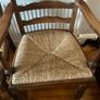 6 Vintage Oak Ladder Back Chairs with Rush Seating Image 2