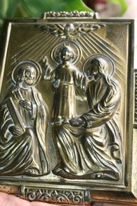 Vintage Heavy Cast Iron Religious Image 7" X 5,5"
