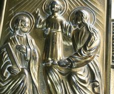 Vintage Heavy Cast Iron Religious Image 7" X 5,5"
