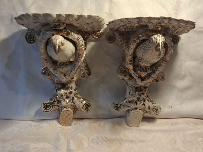 A Pair of Nineteenth Century Creamware Wall Brackets